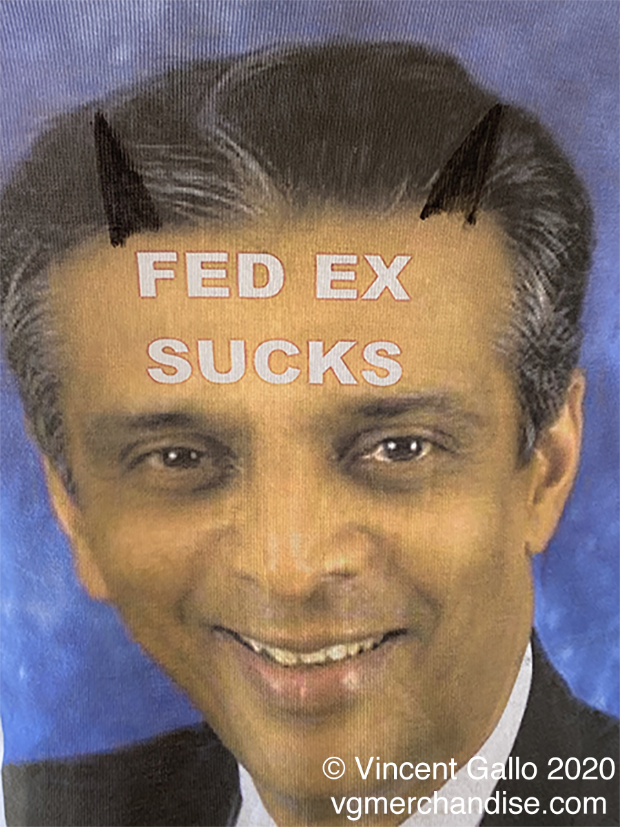 25. ?FED EX SUCKS?  Vincent Gallo 2020 (modeled print detail)