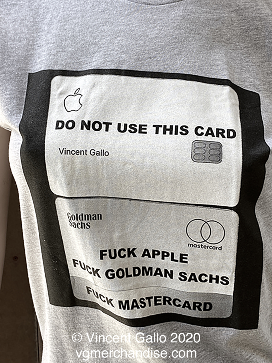 45. ?DON?T USE THIS CARD?  Vincent Gallo 2020 (print detail modeled)