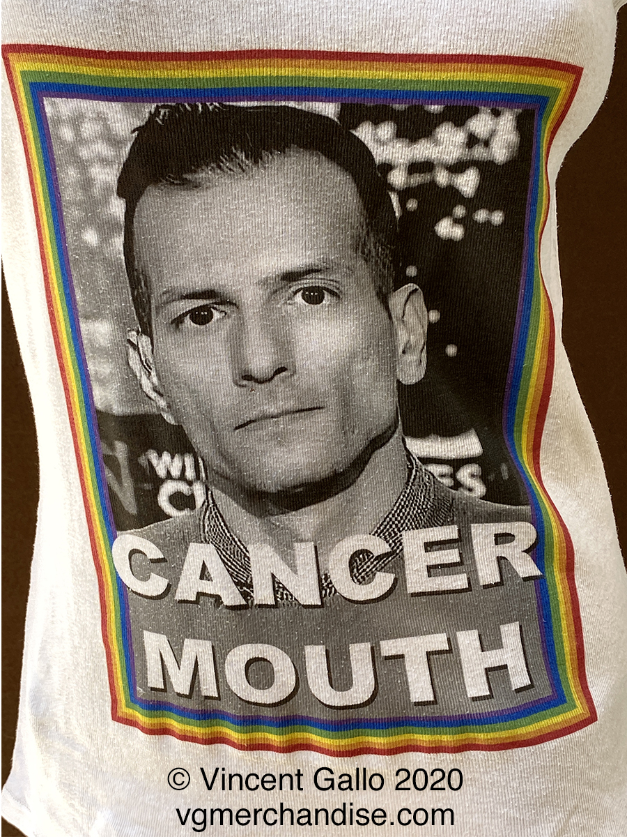 49. ?CANCER MOUTH? Vincent Gallo 2020 (print detail modeled)