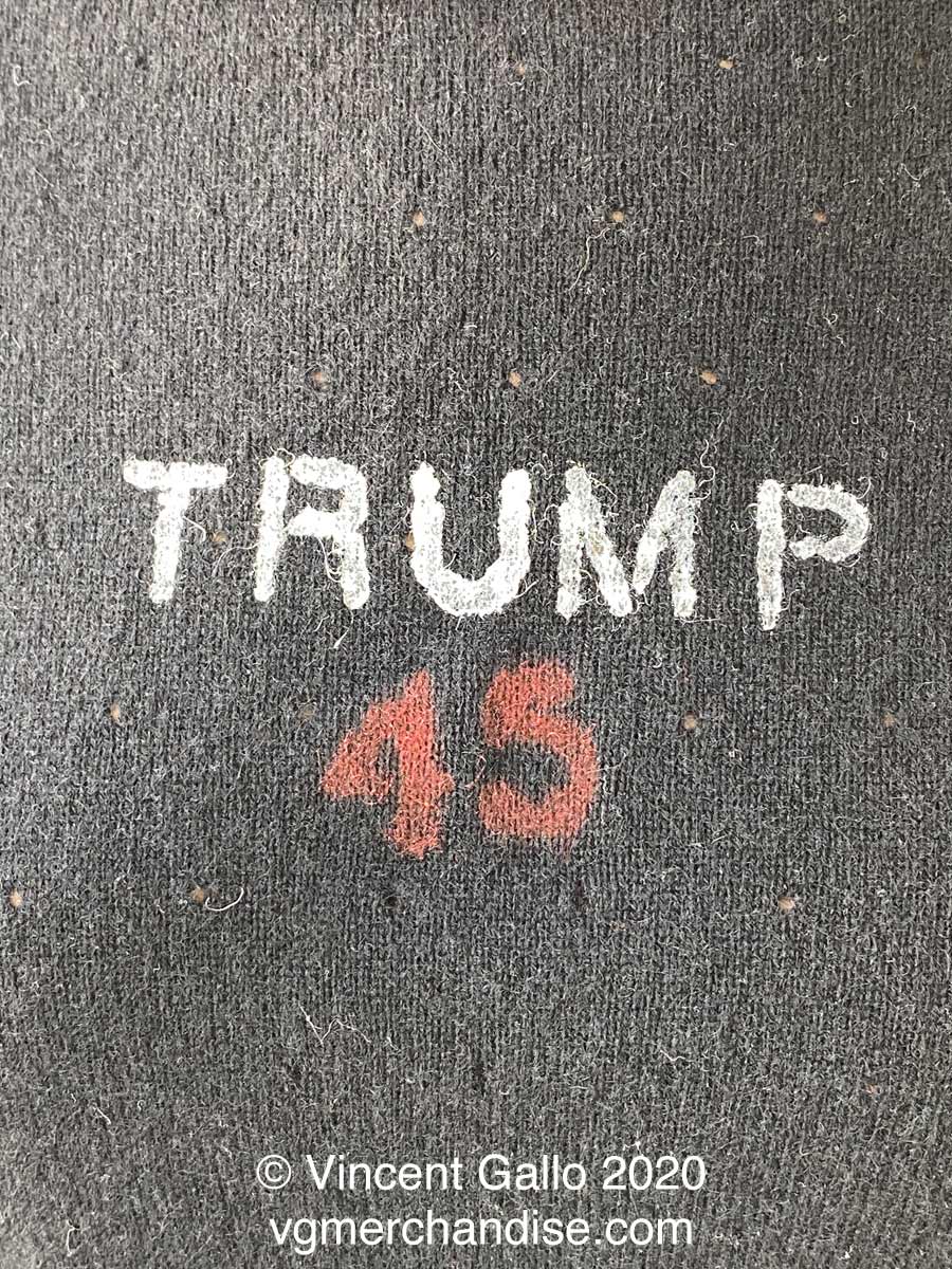 ?Trump 45, The Greatest?  Vincent Gallo. 2020 (modeled close-up)