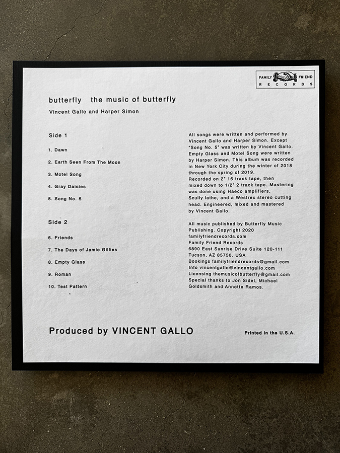 The Music of Butterfly back cover detail